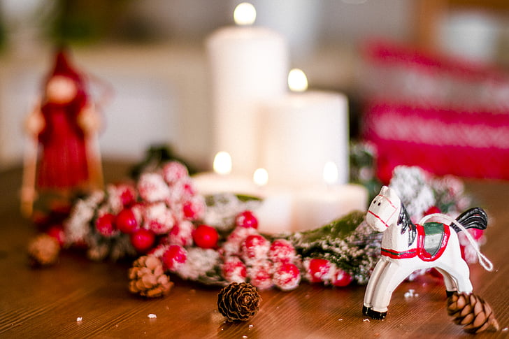 entelar, espelmes, celebració, Nadal, decoració de Nadal, close-up, decoració