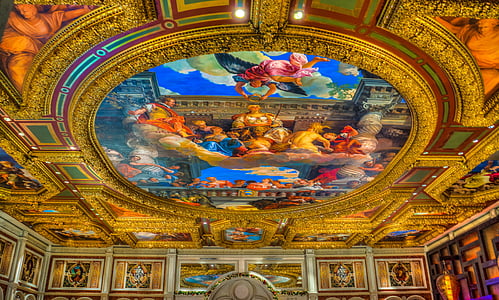 venetian, ceiling, artificial michaelangelo, architecture, building, interior, view