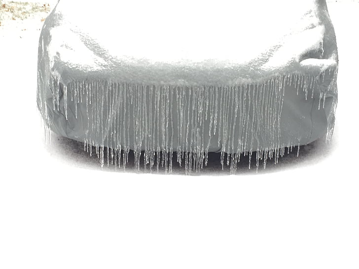 car, winter, ice, snow, icicles, shadow, outdoors