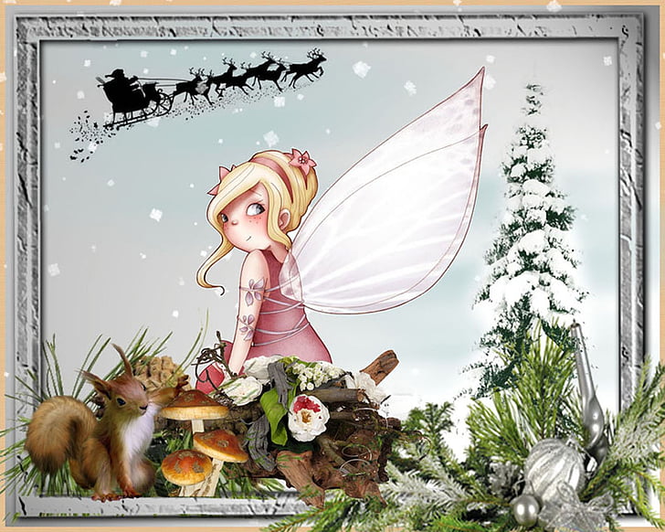winter, fairy tale, fantasy, blond hair, christmas, snow, one person