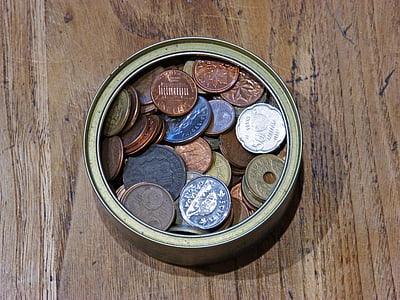 mynter, penger, kan, samling, mynt, valuta, økonomi