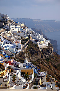 Santorini, görög sziget, Kükládok, Caldera, fehér ház, Görögország, Oia