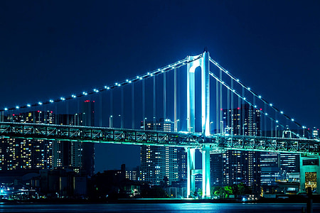mavrični most, nočni pogled, morje, odsev, Harumi