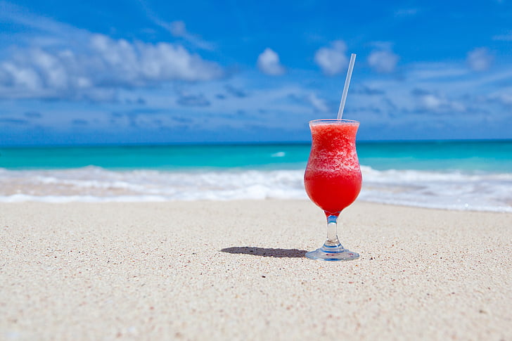 Plaża, napoje, Karaiby, koktajl, napój, egzotyczne, szkło