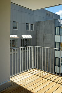 balcó, veure, gratacels, aparcament multi plantes, casa-torre, vidre, reflectint