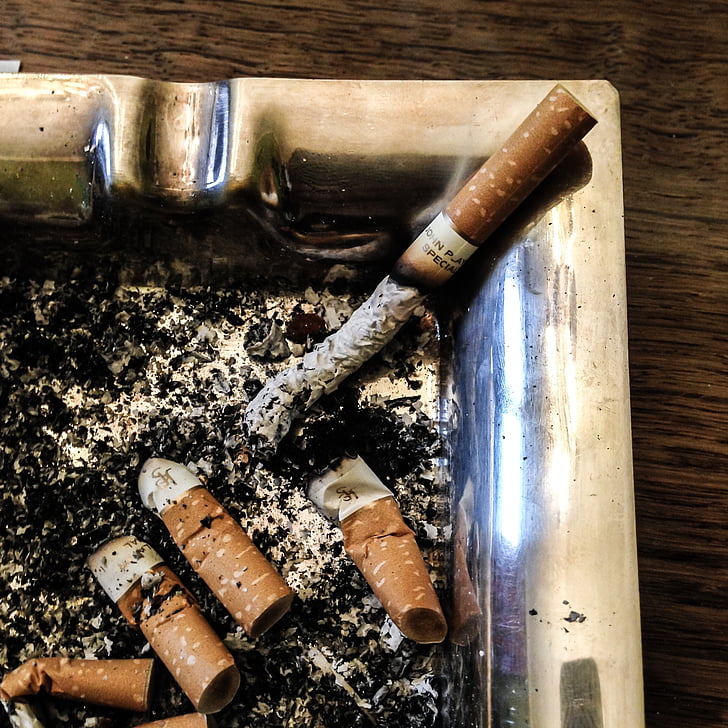 ashtray, cigarette, ash, embers, smoking, stub, cigarette end