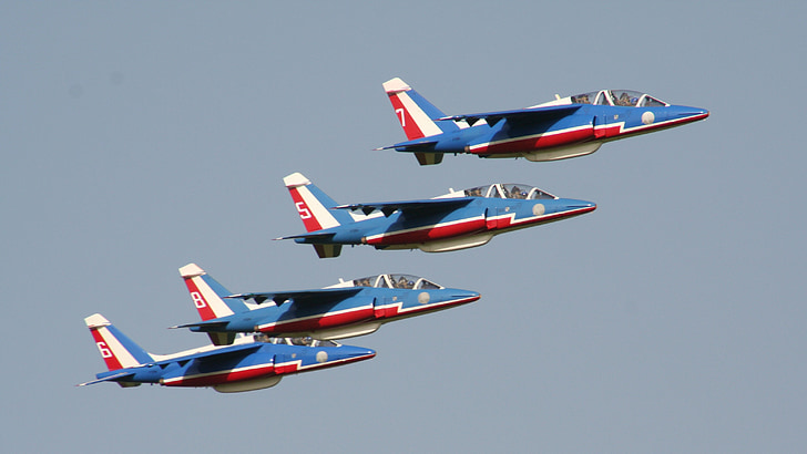 aircraft, patrol, blue, patrol of france, france, sky, aerobatics