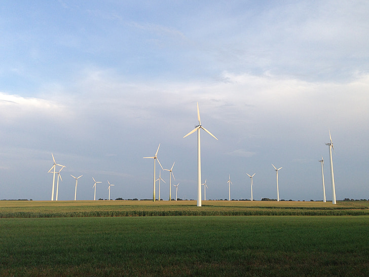 windräder, 空, ブルー, 草原, 風車, エネルギー