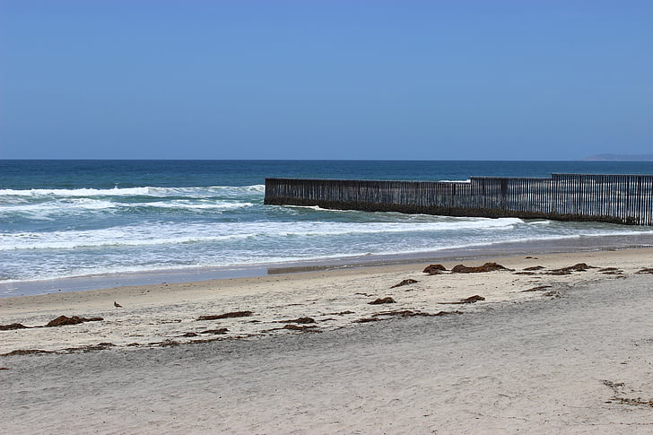 Beach, Tijuana, határ, Szegélyvonal, Tijuana san diego, Csendes-óceán, Costa