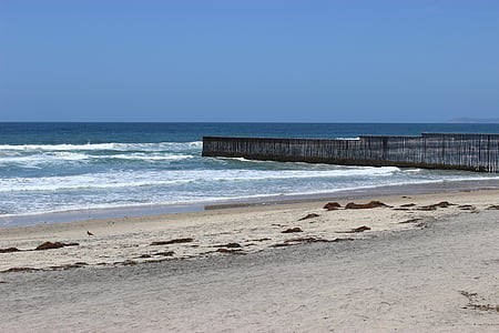 praia, Tijuana, fronteira, linha de fronteira, Tijuana san diego, Oceano Pacífico, Costa