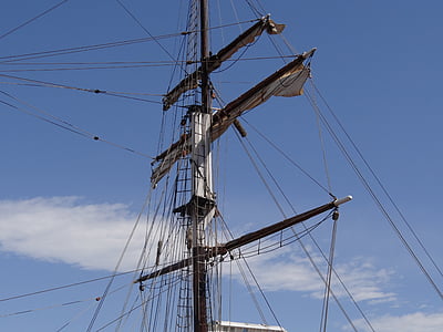 vysoké lodi, stožár, plachty, lanoví, plachtění, loď