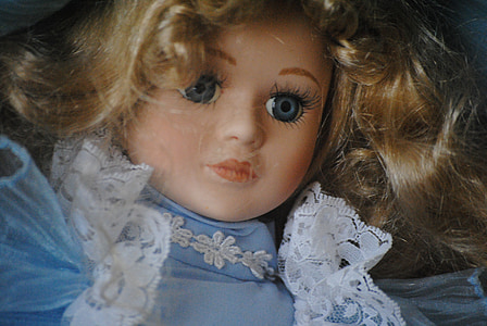 bambola, in porcellana, oggetto d'antiquariato, vintage, ragazza, viso, testa
