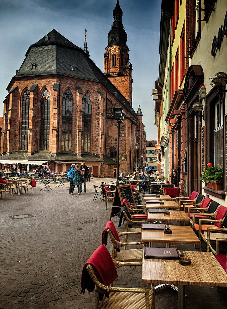 Heidelberg, kyrkan, landskap, Tyskland, Europa, gamla, historiska