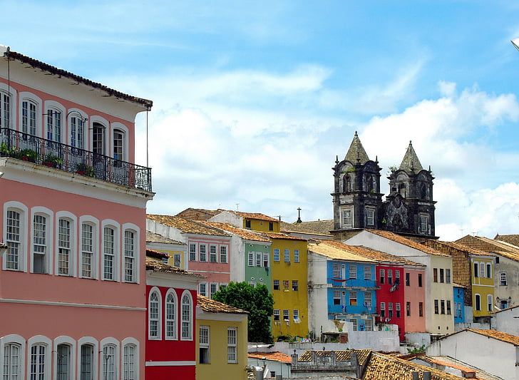 brazilwood, Bahia, Panorama, z centra, kostel, Barva