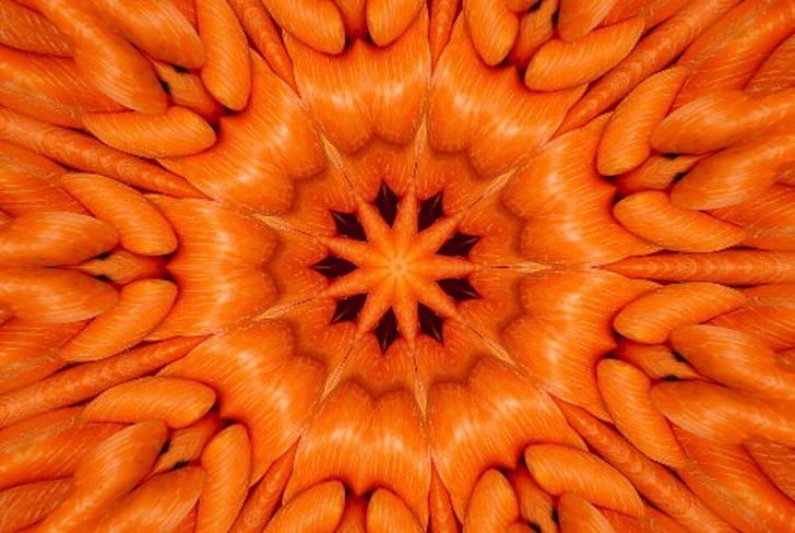 zanahorias, simetría, naranja, arte