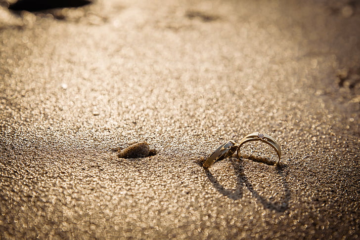 mova, žiedas, meilė, paplūdimys, smėlio, smėlio, ne žmonės