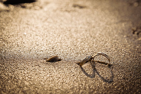acoplamento, anel, amor, praia, areia, areia, sem pessoas