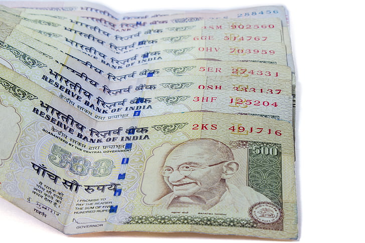 penger, moneycity, 500, rupees, notater, kontanter, inntekt