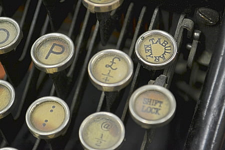 rašomoji mašinėlė, raktai, Steampunk, metalo, senas, šviesą, antikvariniai