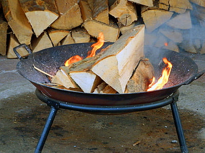 wood fire, fire, grill, flame, burn, heat, embers