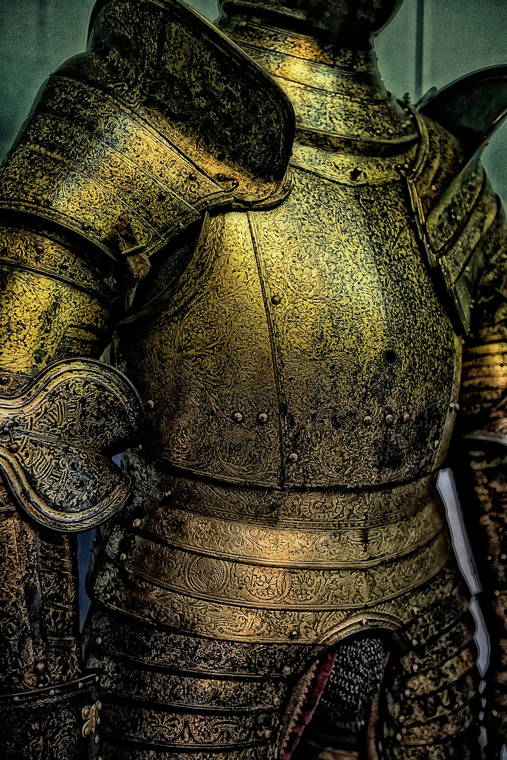 Cavaleiros de armadura, terno de armadura, metal, vintage, proteção, guerra, histórico