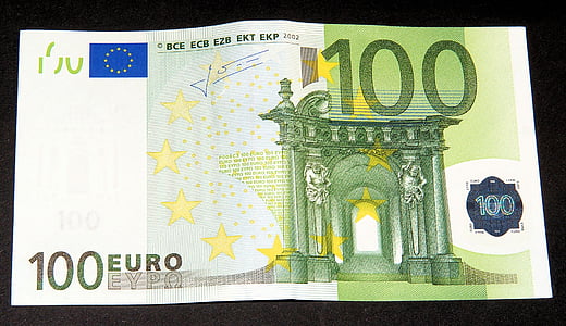 dollarin setelin, 100 euroa, valuutta, seteliraha, seteli, etupuolella