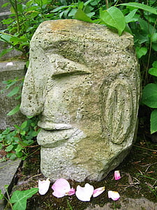 Steinkopf, figur, kunst, skulptur, kunstverk, hodet, stående