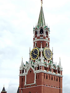 รัสเซีย, มอสโก, สี่เหลี่ยมสีแดง, เครมลิน, สถาปัตยกรรม, นาฬิกา, สี