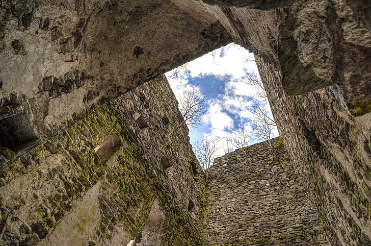ruina, Castillo, ojo, ladrillo, roca, piedra, antigua