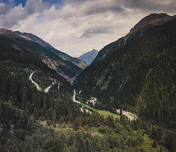 vallei, Bergen, weg, Straat, Pass, verkeer, natuur