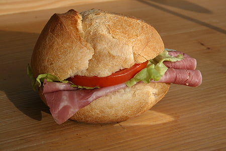 brød, roll, semmeli, Schlumberger, sandwich, skinke brød, skinkesandwich