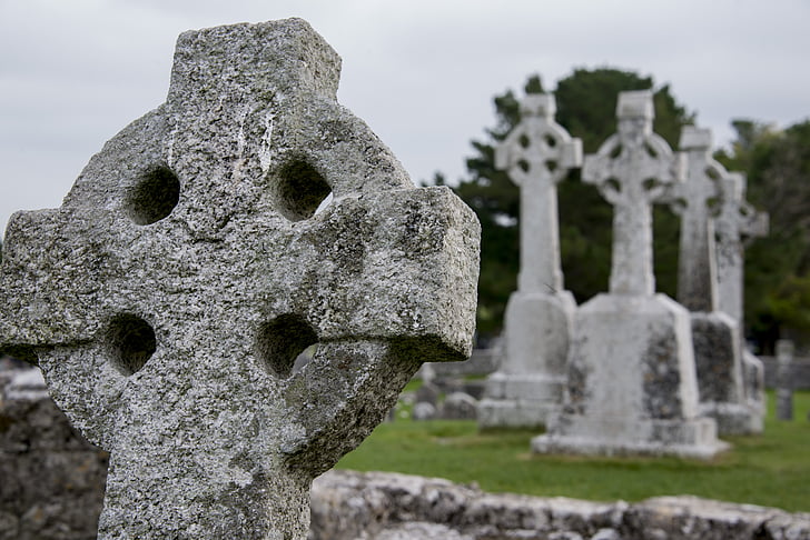 clonmacnoise, samostan, vere, grob, keltski križ, pokopališče, Irska