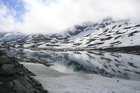 景观, 雪, 冰, 白色, 挪威, 冬天, 冬季景观