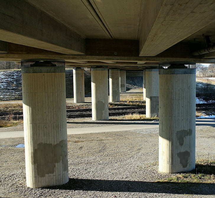 pilier, pont, construction de routes, pont haut, piliers de pont, architecture, colonnaire