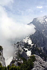 rūkas, mistinis, vaiduokliškas, kalnai, Berchtesgadenas, Alpių, Bavarija