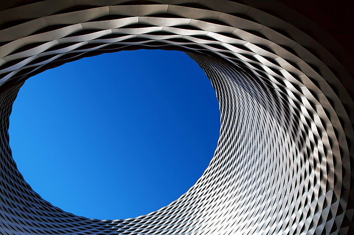 architecture, building, infrastructure, blue, sky, hole, sunny