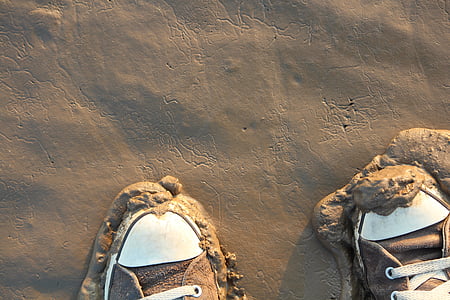 shoes, watts, wadden sea, north sea, mud, beach, ebb