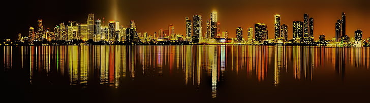 Miami, Florida, Downtown, bybilledet, skyline, magiske by, skyskraber