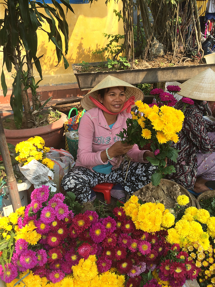 Hoi un, Vietnam, fiori, mercato