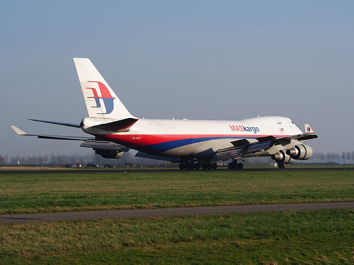 Boeing 747, Jumbo jet, Malaysia airlines, lądowanie, samolot, samolot, ładunek