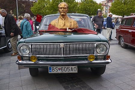 Mobil, veteran, Volga, Chrome, retro, Rusia Mobil, Lenin