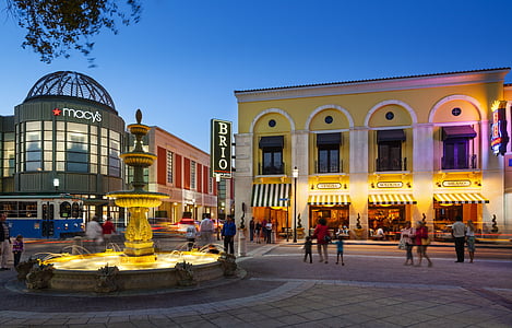 cityplace, west palm beach, architecture, buildings, square, evening, illuminated