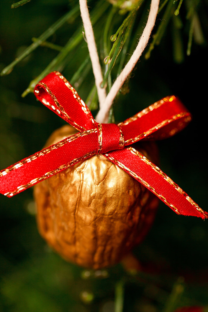arc, Nadal, close-up, decoració, detall, or, d'or