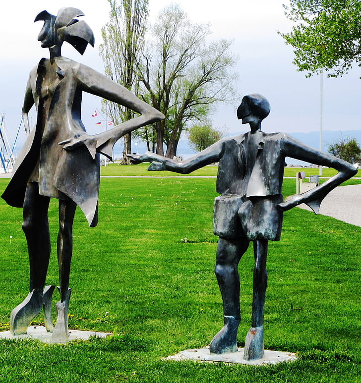 skulptur, mand, barn, Lake park, Romanshorn, Bodensøen, Schweiz