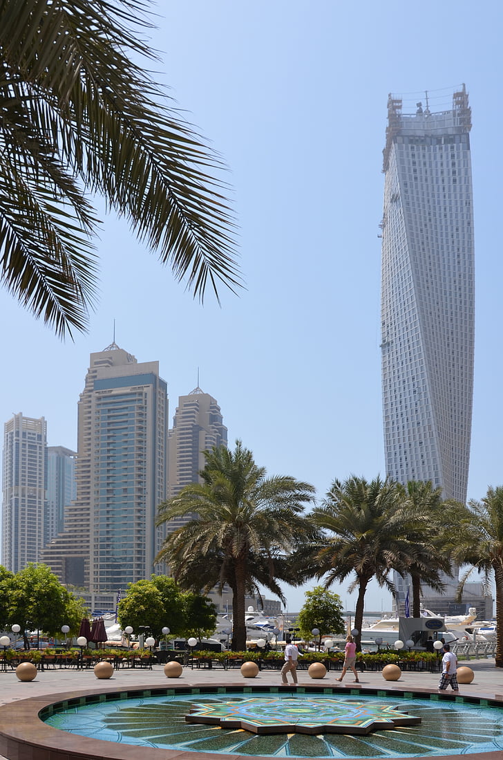 u a e, Holiday, Dubai, nap, pálmafák, felhőkarcoló, Park