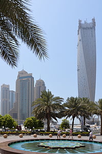 u un e, vacaciones, Dubai, sol, árboles de Palma, rascacielos, Parque