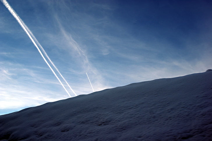 зимового, сніг, Конденсаційний слід, небо, Jet стежки, Landskape, взимку