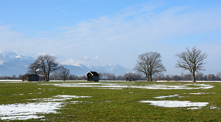 paysage, Chiemgau, montagnes, nature, automne, hiver, hivernal
