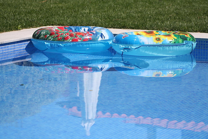 pool, floats, lawn, toys
