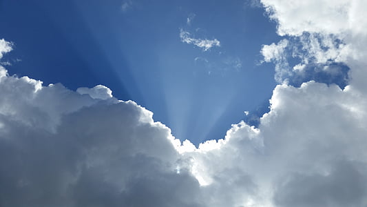 clouds, ray of sunshine, sky